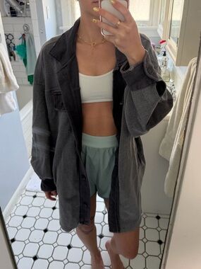 Free People Ruby Gray Oversized Utility Shacket